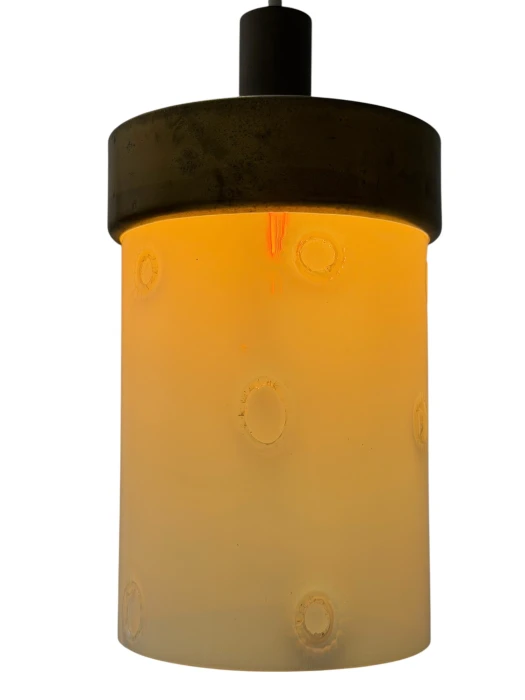 Mid-Century Modern Murano Pendant Lamp, Bronze & Milk Glass, 1960s